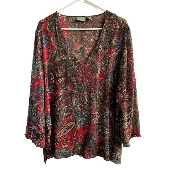 Chico’s Silk Embellished Women’s Paisley Tunic Top Size Large - Picture 1 of 6